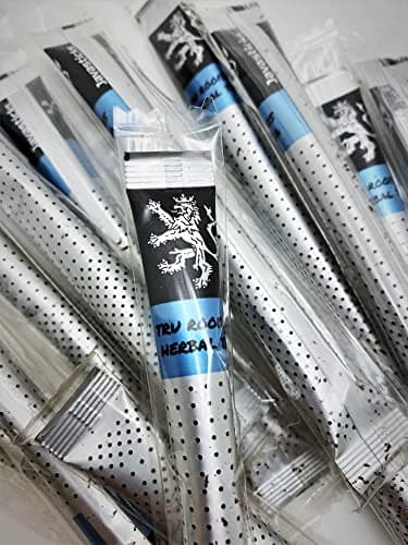 Tru Rooibos Tea — pile of wrapped sticks fanned out on a white background, one propped forward showing the blue 'TRU ROOIBOS HERBAL TEA' label